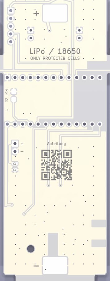 Rückseite mit Akkuplatz und Reset-Pads