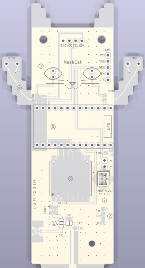 Platine von vorne mit den Ziffern 1 bis 7
